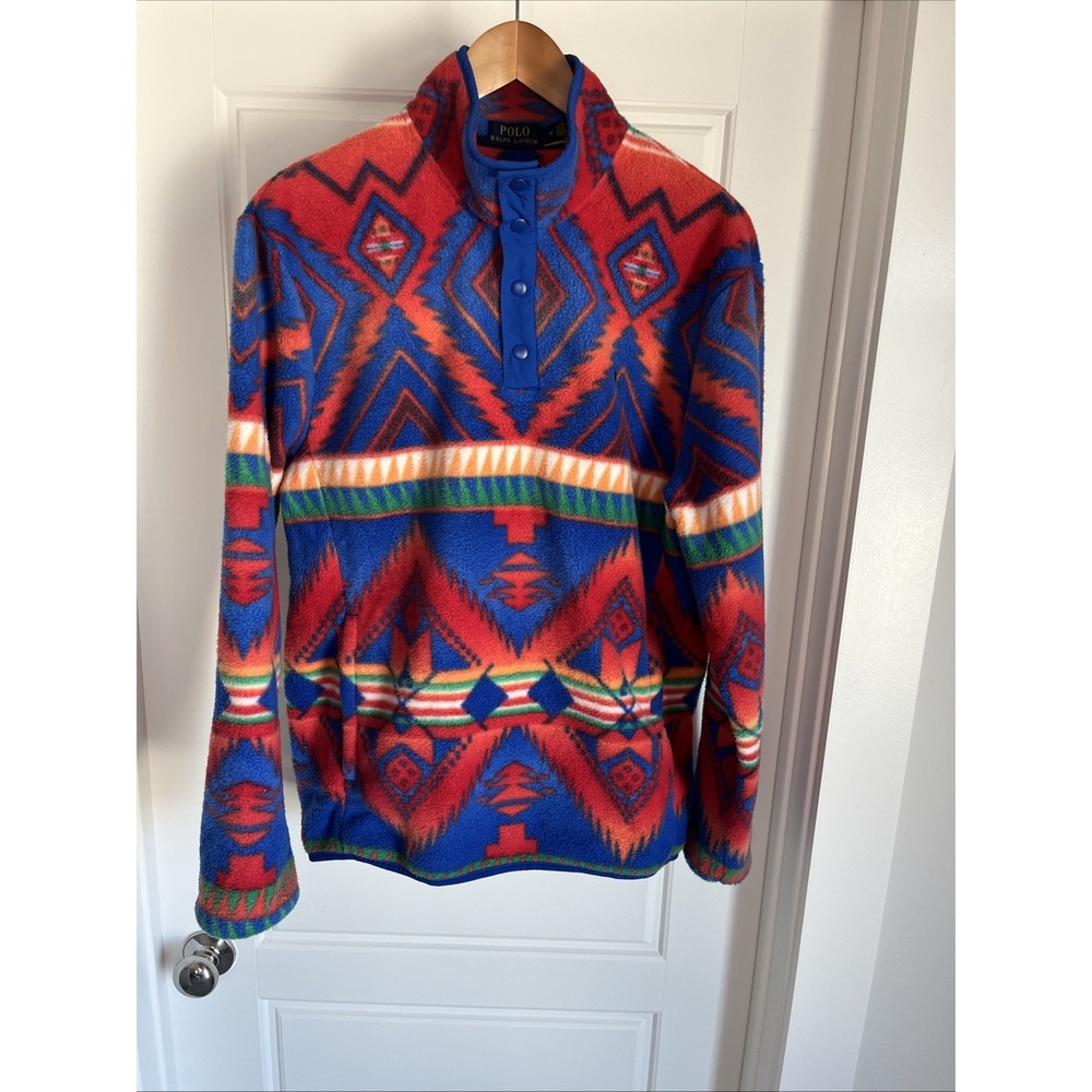 Polo Ralph Lauren Men Colorful Aztec Southwestern Beacon Fleece Sweatshirt M - Picture 4 of 16